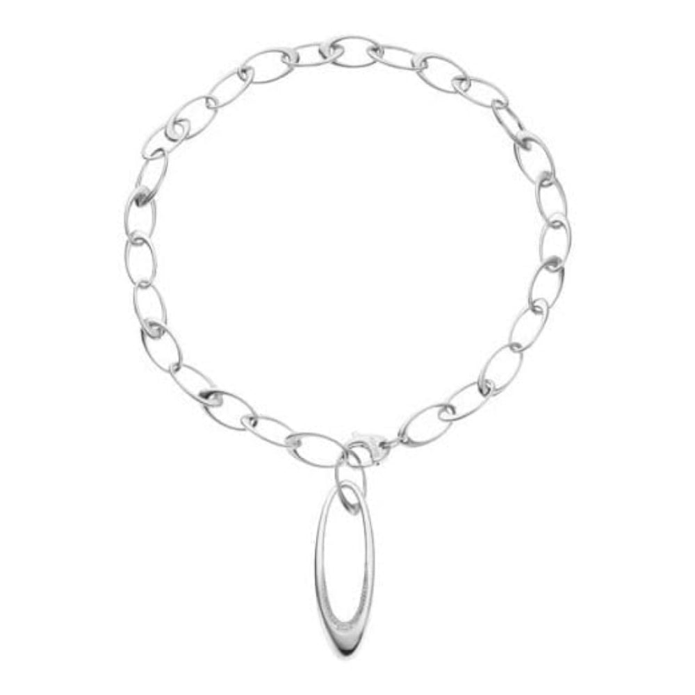 Ladies Stainless Steel Organic Glitz With White Rhinestones Polished Necklace