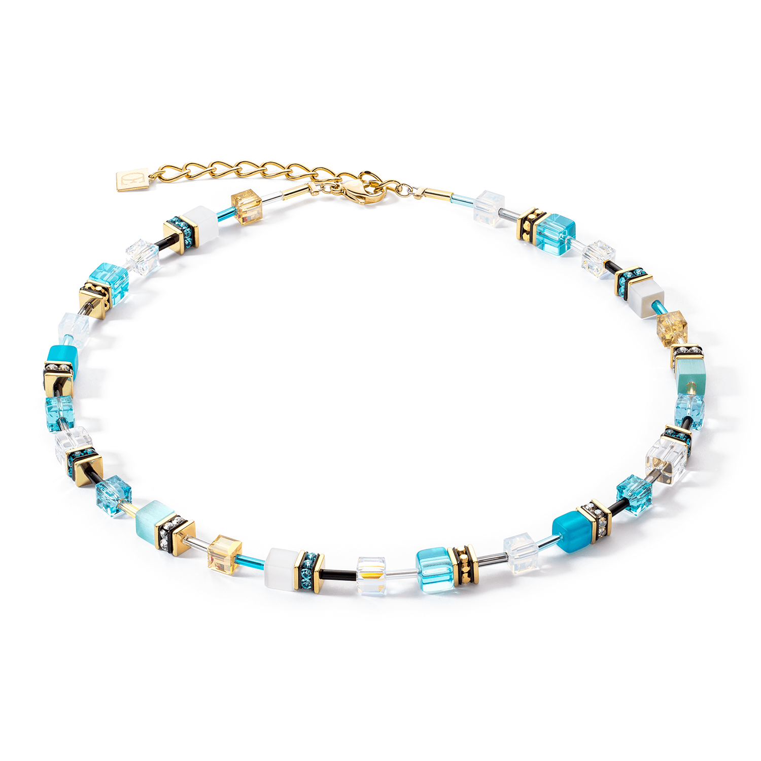 GeoCUBE Turquoise Gold Necklace