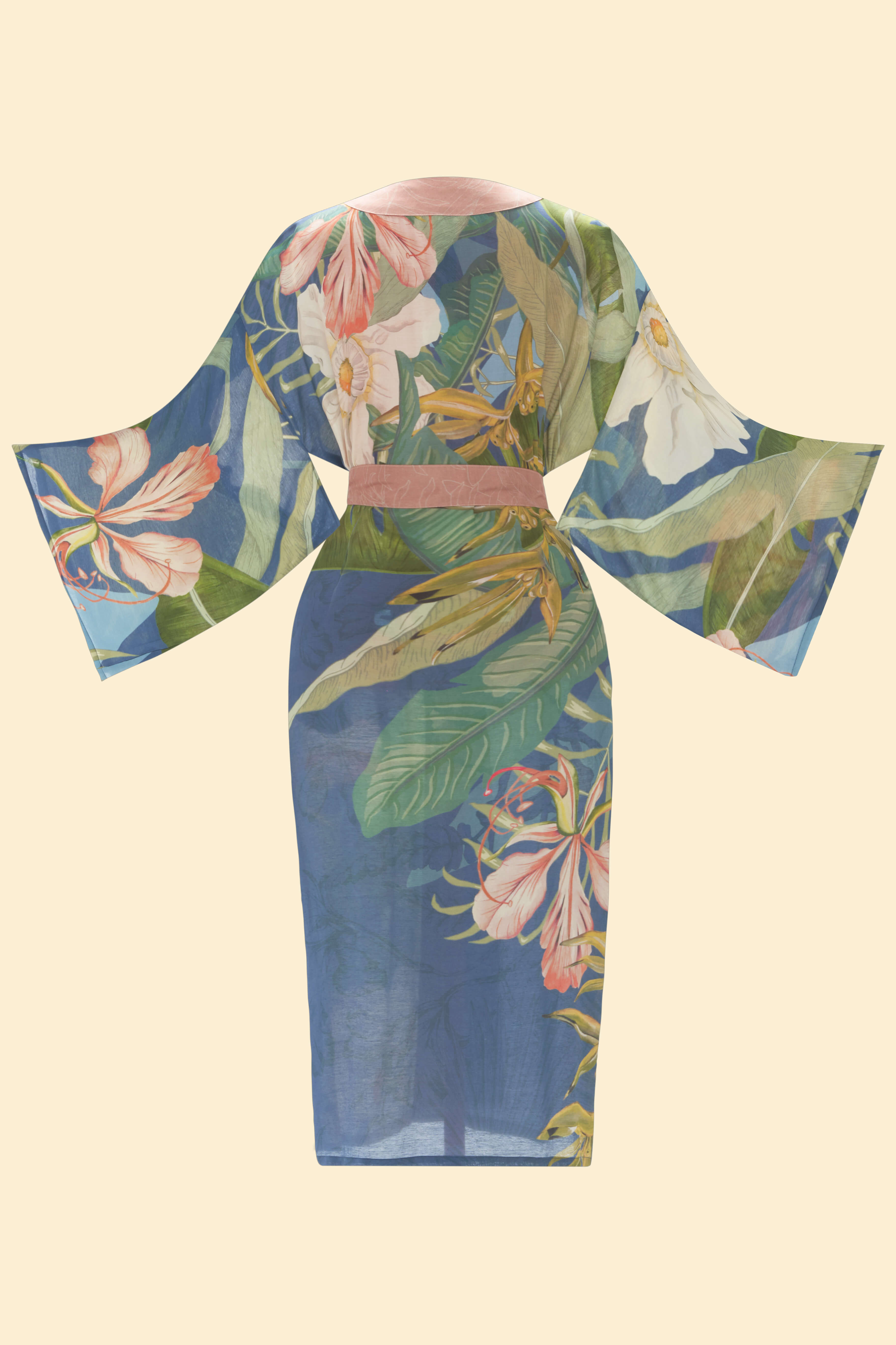 Delicate Tropics Kimono Gown - Indigo