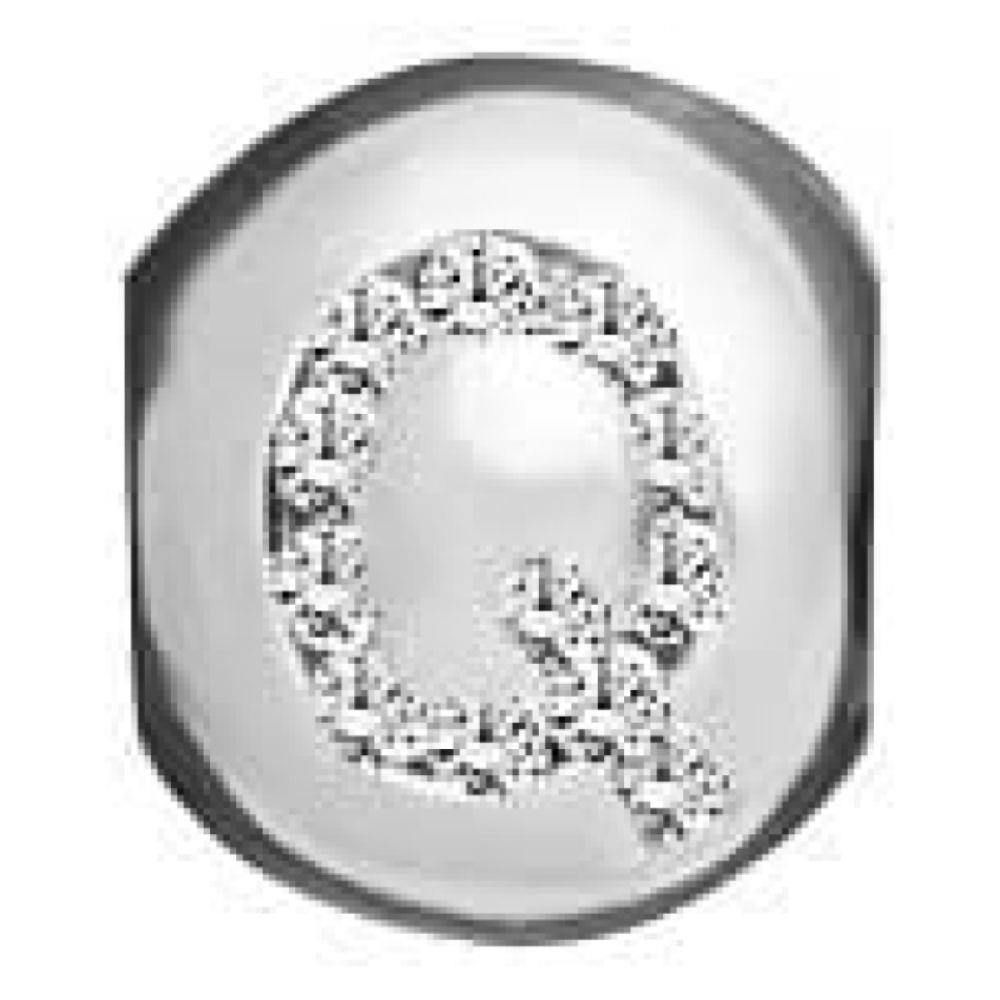 Sterling Silver And Synth. Cubic Zirconia 'Q' Letter Link