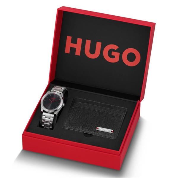 #Bright Wallet Gift Set With Black Dial With SS Bracelet Strap Gents Watch