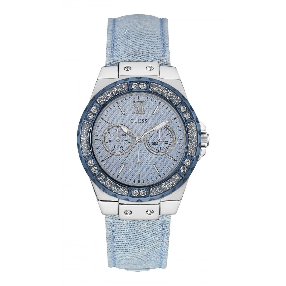 Silver Plated Day Date Blue Ladies Wristwatch
