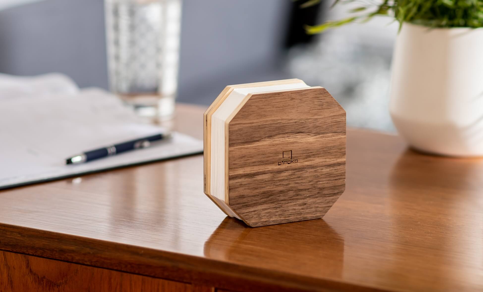 Wood Accordion Lamp- Natural Walnut Wood