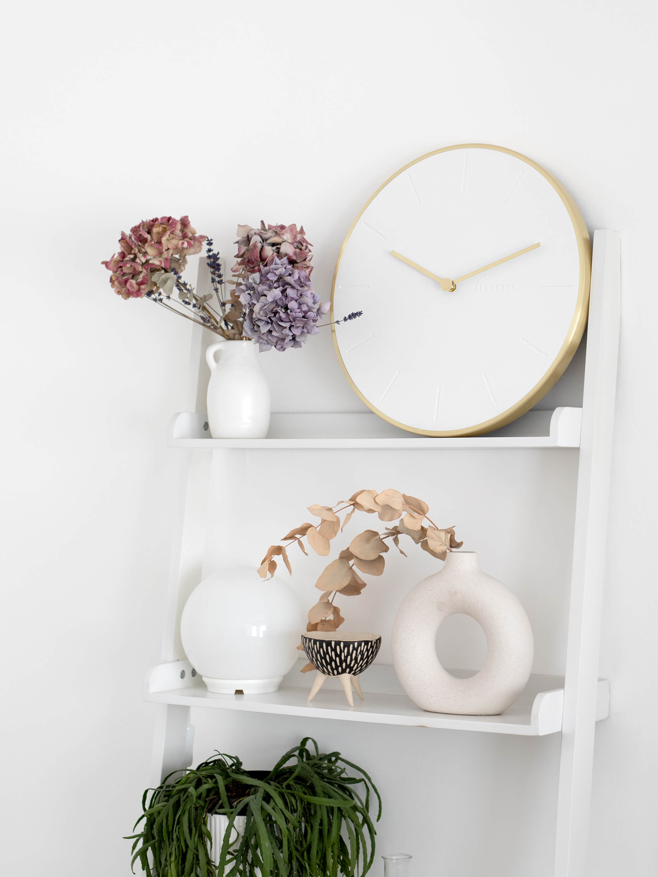 Brushed Gold & White PU Clock