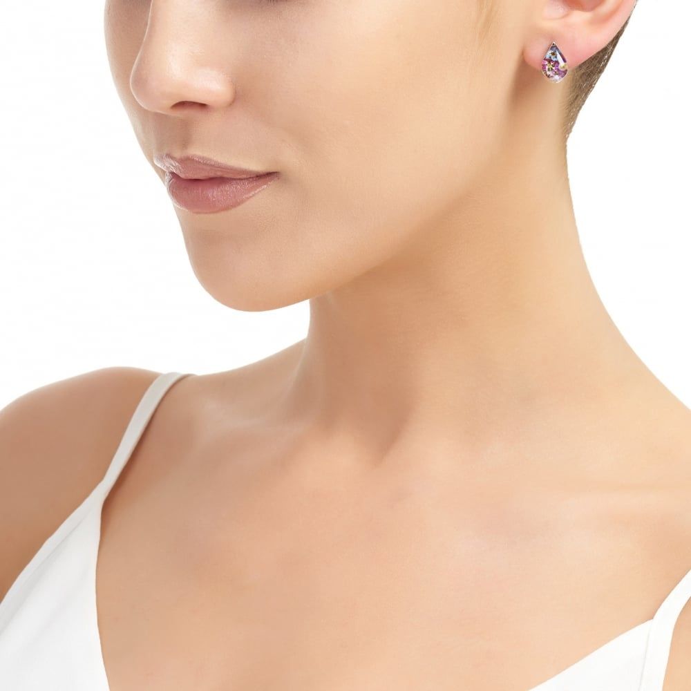 Silver Stud Earrings - Purple Haze - Teardrop