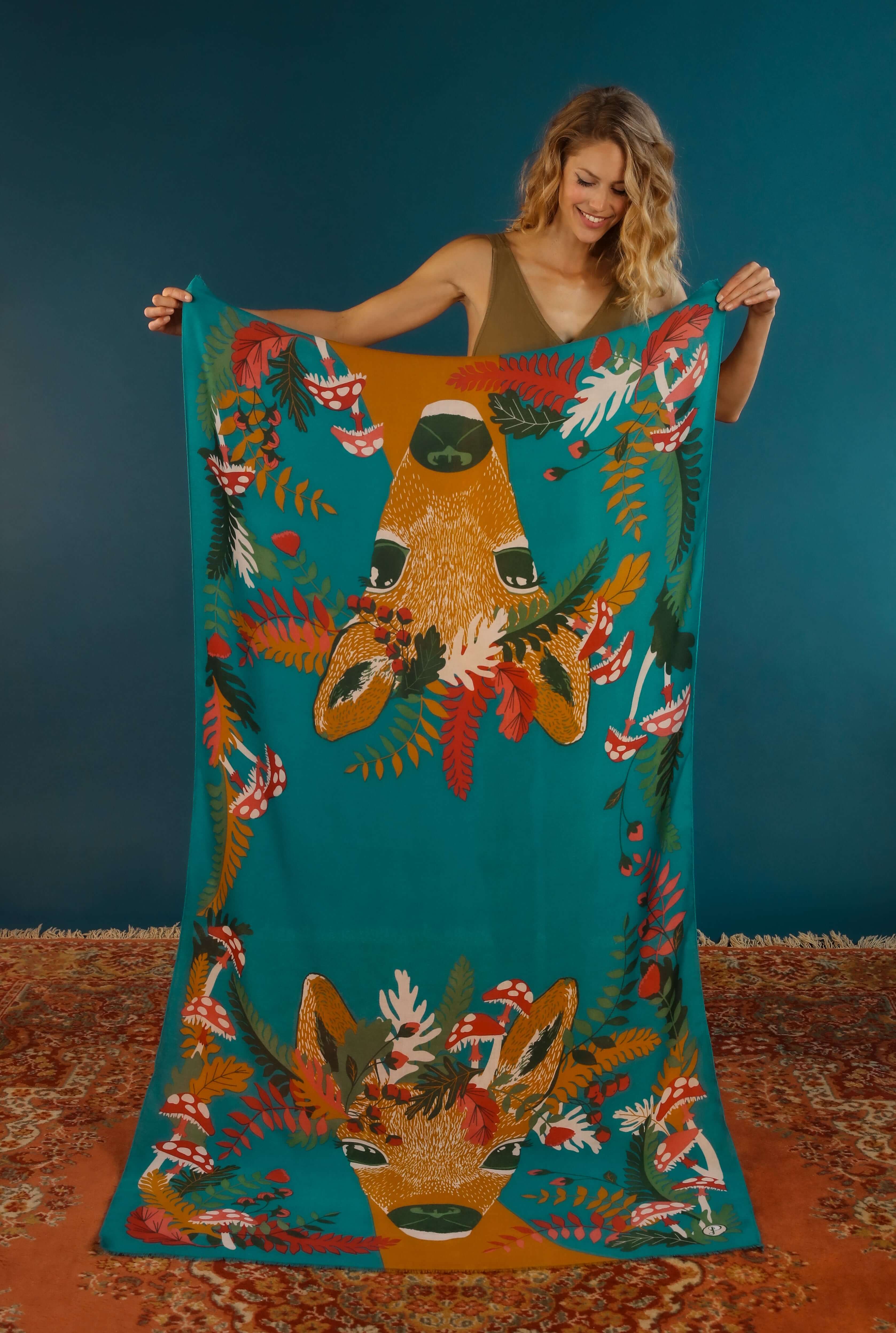 Decorative Doe Printed Scarf