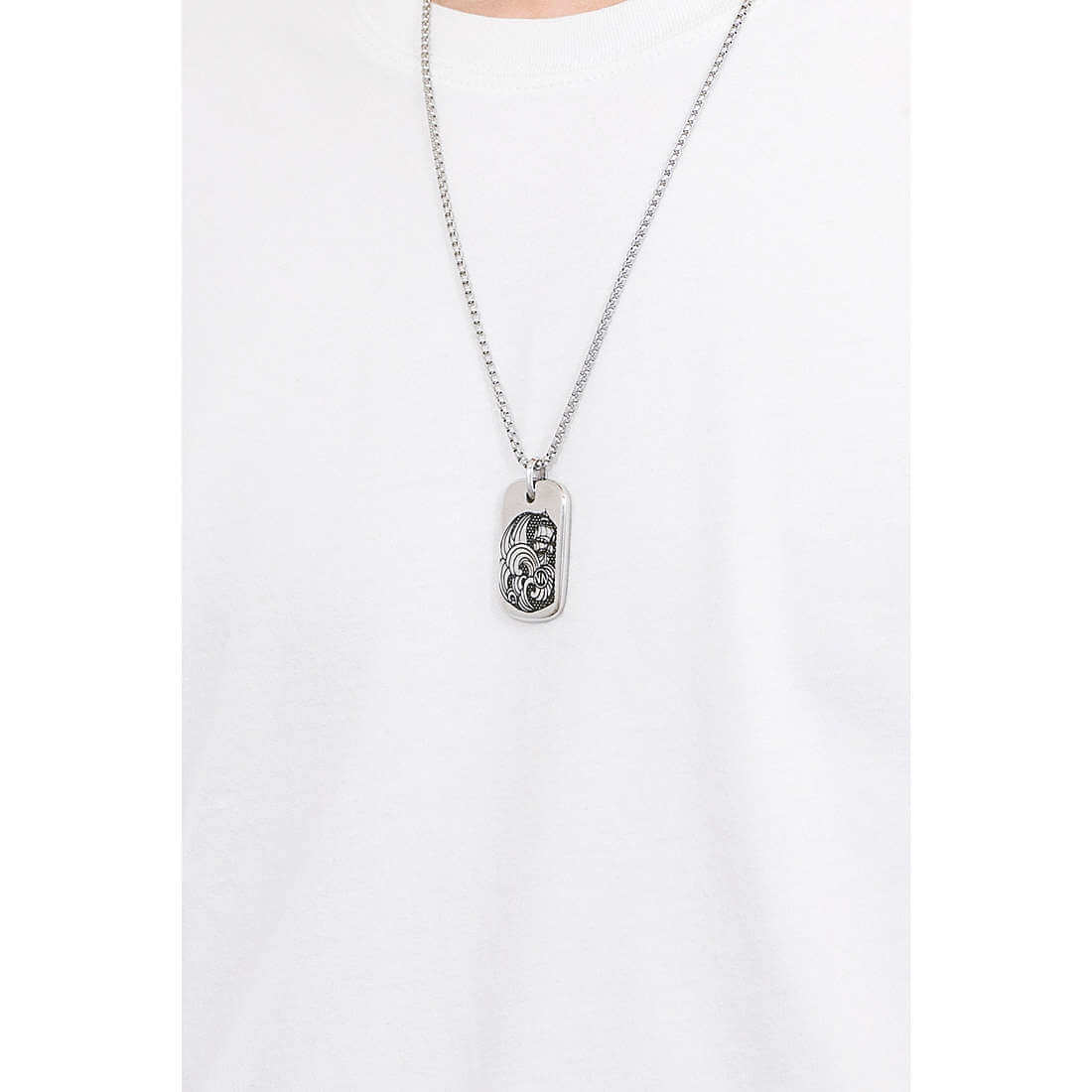 Instinct Marina Stainless Steel Ship At Sea Mens Necklace