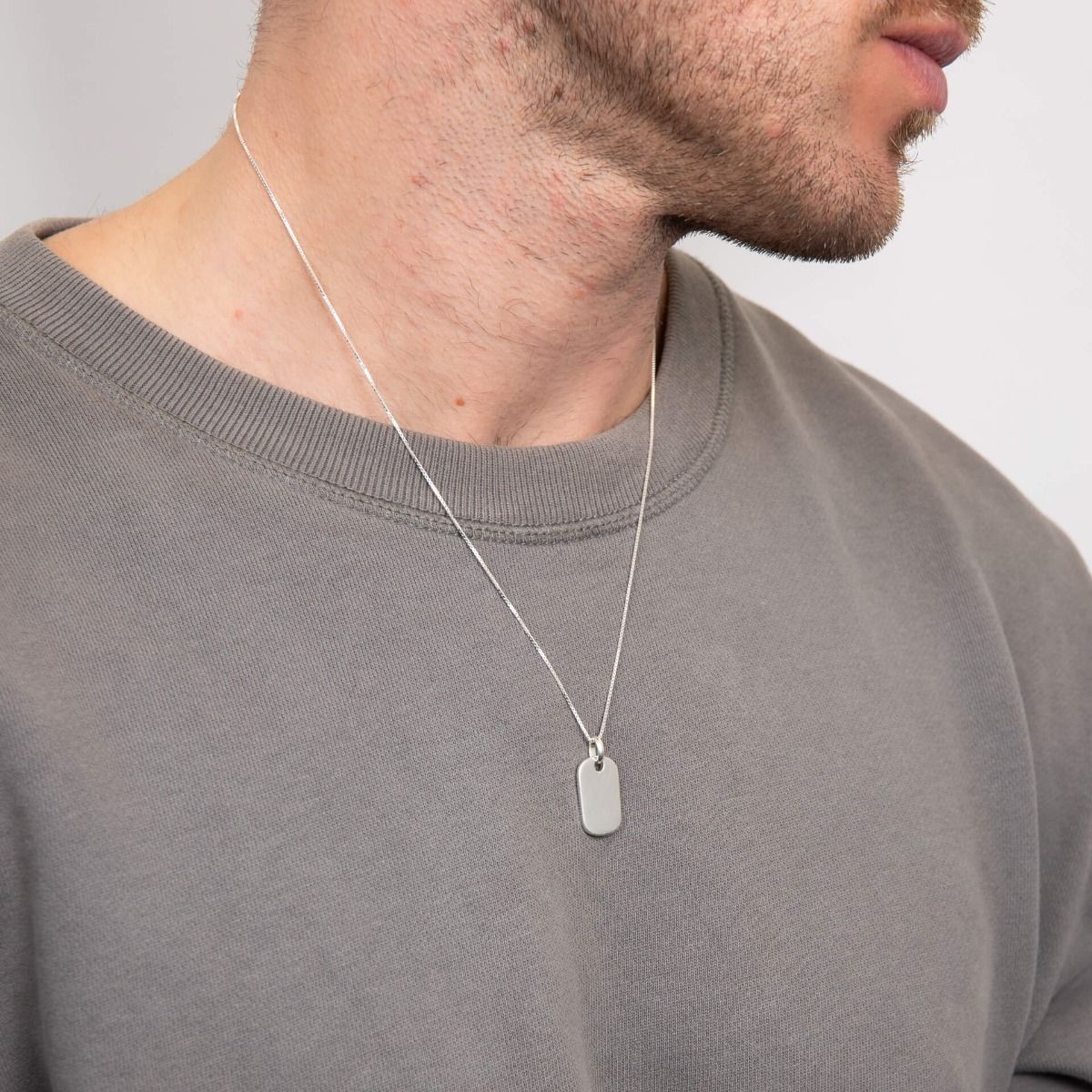 Rounded Rectangle Tag Pendant Necklace