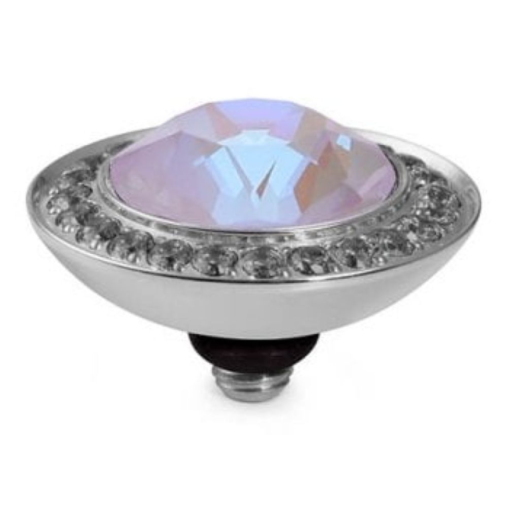 13mm Interchangeable Tondo Deluxe Lavender Delite Crystal Top in S/P With Black Diamond Bordered