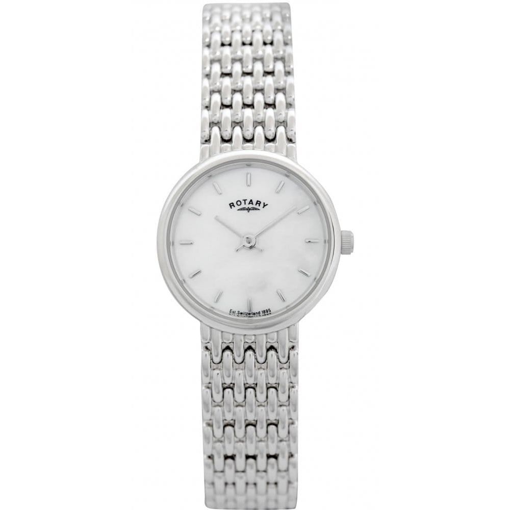 Rotary Sterling Silver Mother of Pearl Bracelet Wristwatch
