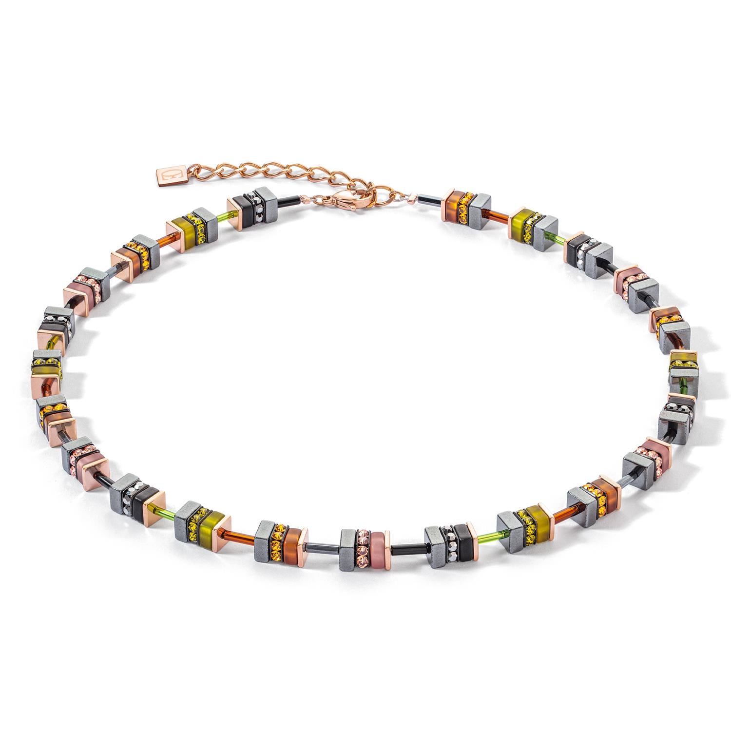 Sparkling Classic Elements Rose Gold Olive Brown Necklace