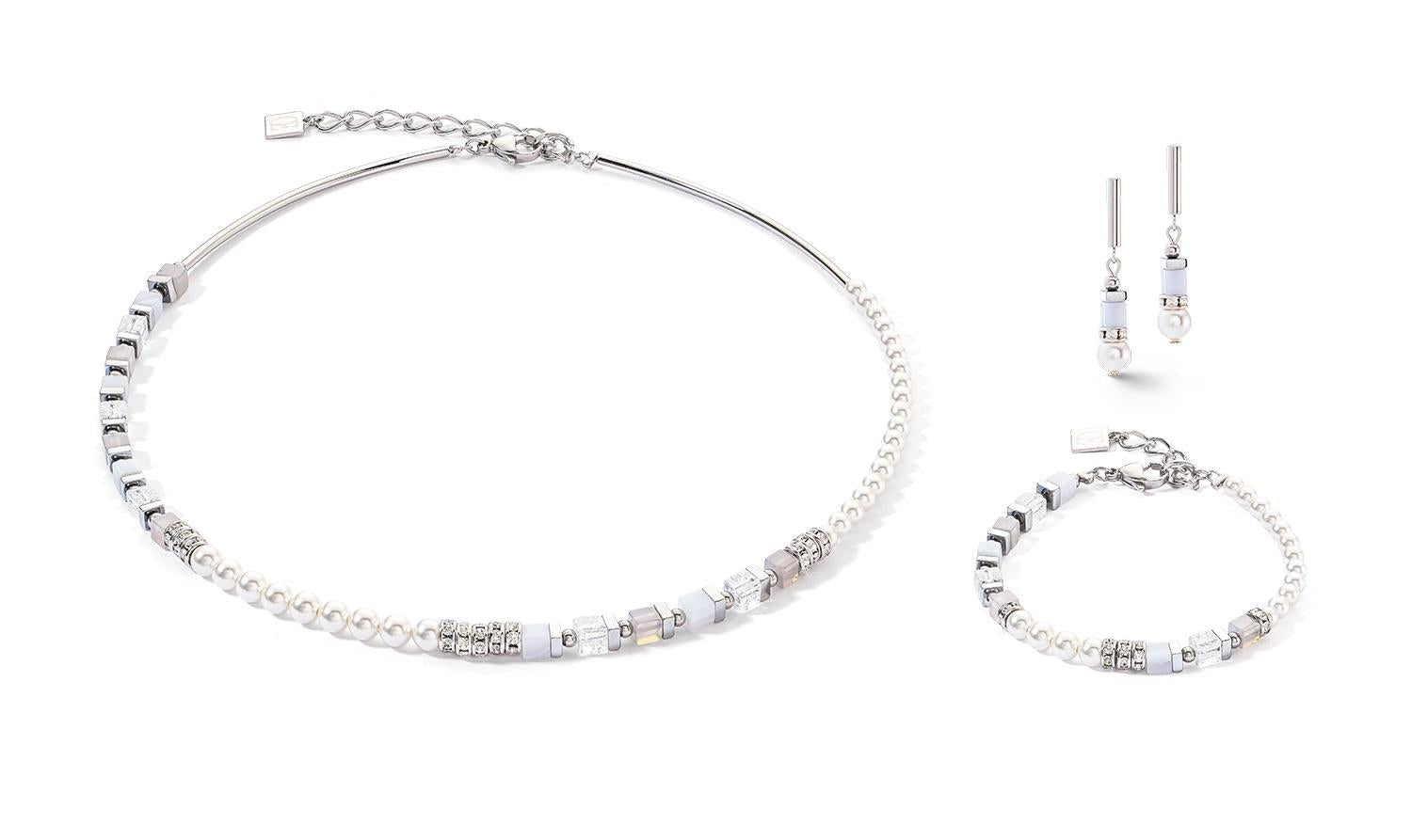 Precious Fusion Offset Silver Light Blue Earrings With Stickpin