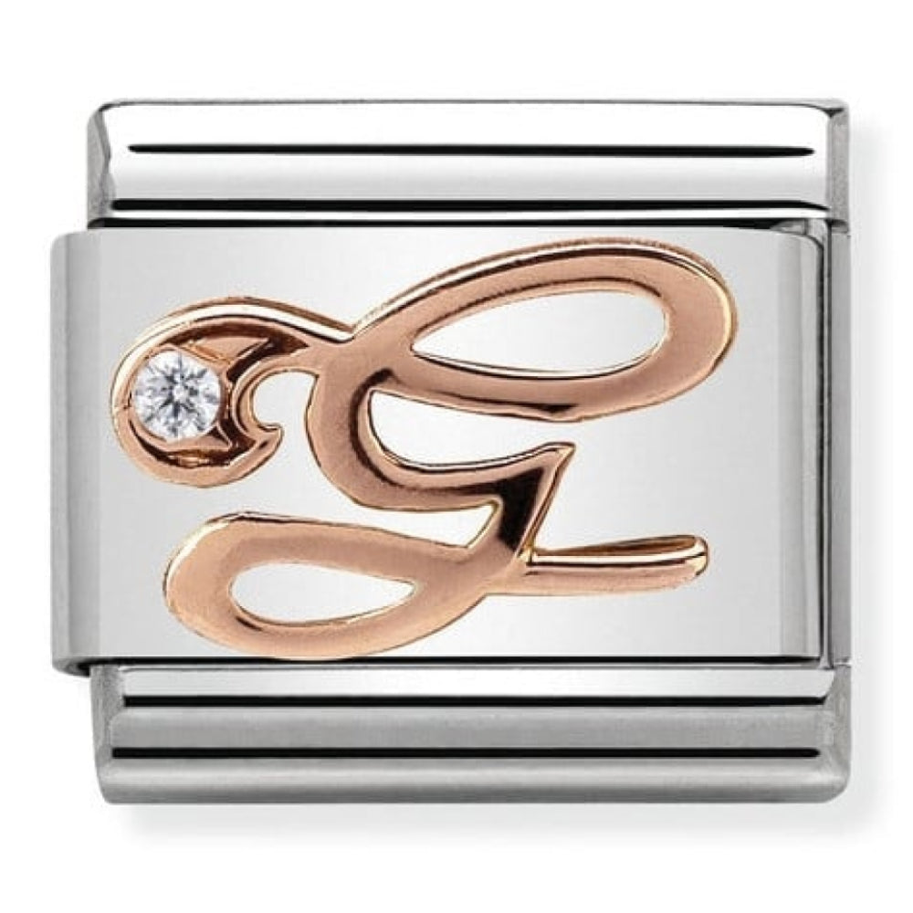 Classic Rose Gold Cubic Zirconia Letter G