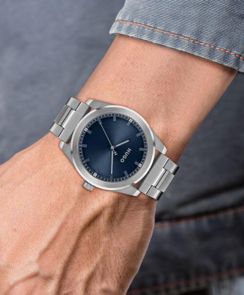 #BRIGHT Blue Dial With SS Bracelet Strap Mens Watch