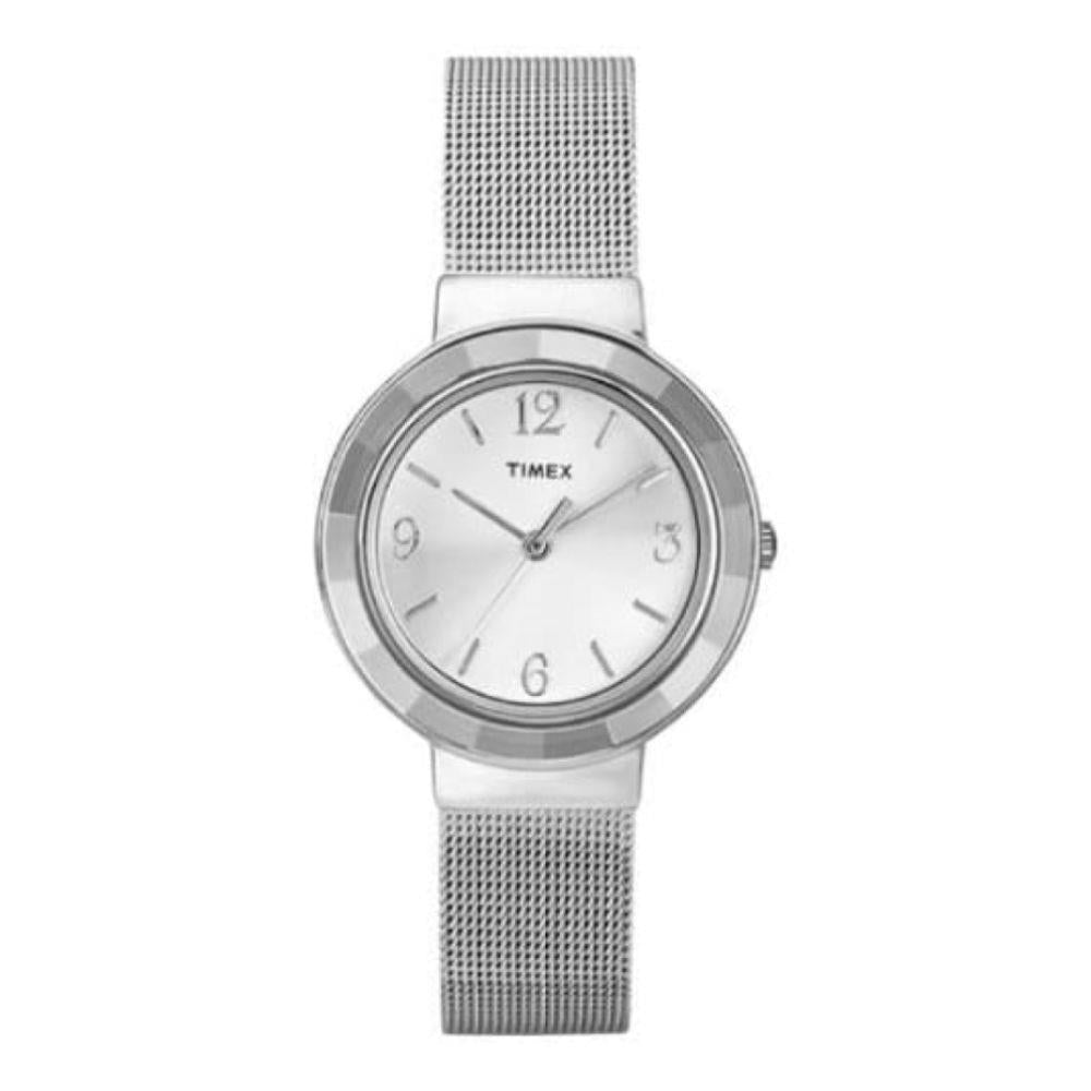 Ladies Faceted Crystal Chrome Mesh Watch