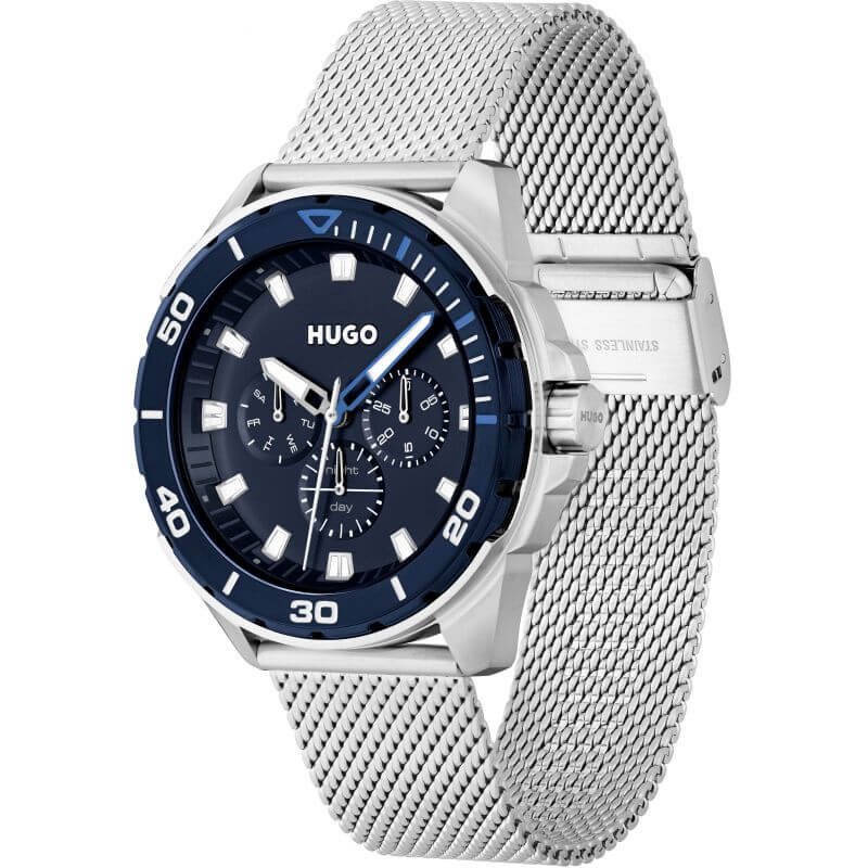 #FRESH SS Mesh Strap Blue Chronograph Dial Gents Watch