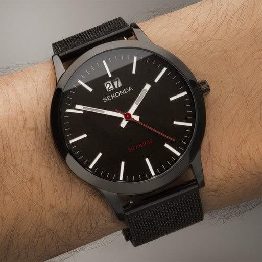 Black Case with Black Dial & Mesh Strap Men's Nordic Watch
