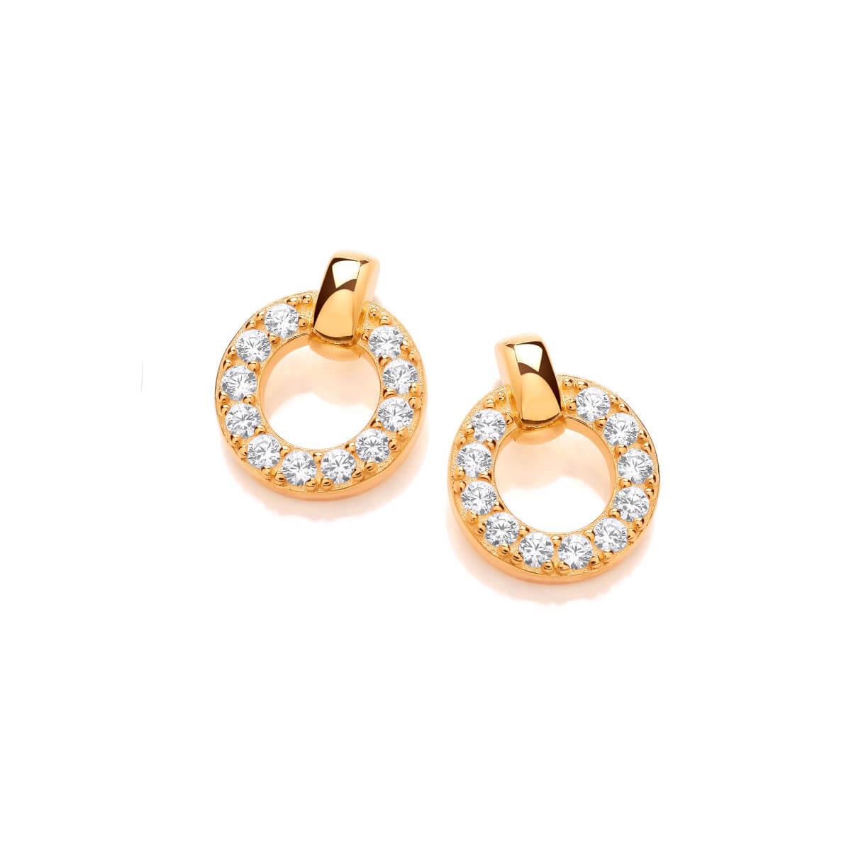 Silver Cubic Zirconia & Gold Circle Earrings