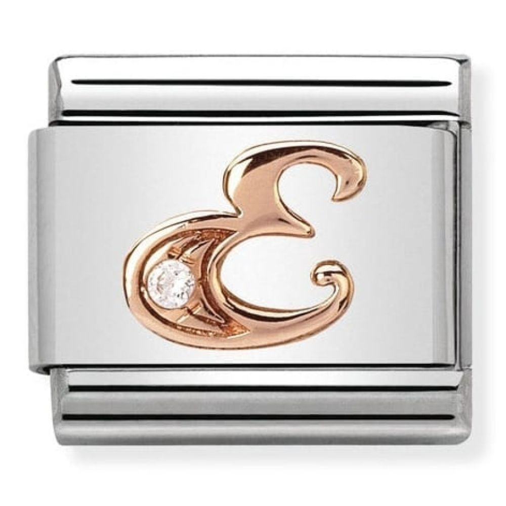Classic Rose Gold Cubic Zirconia Letter E