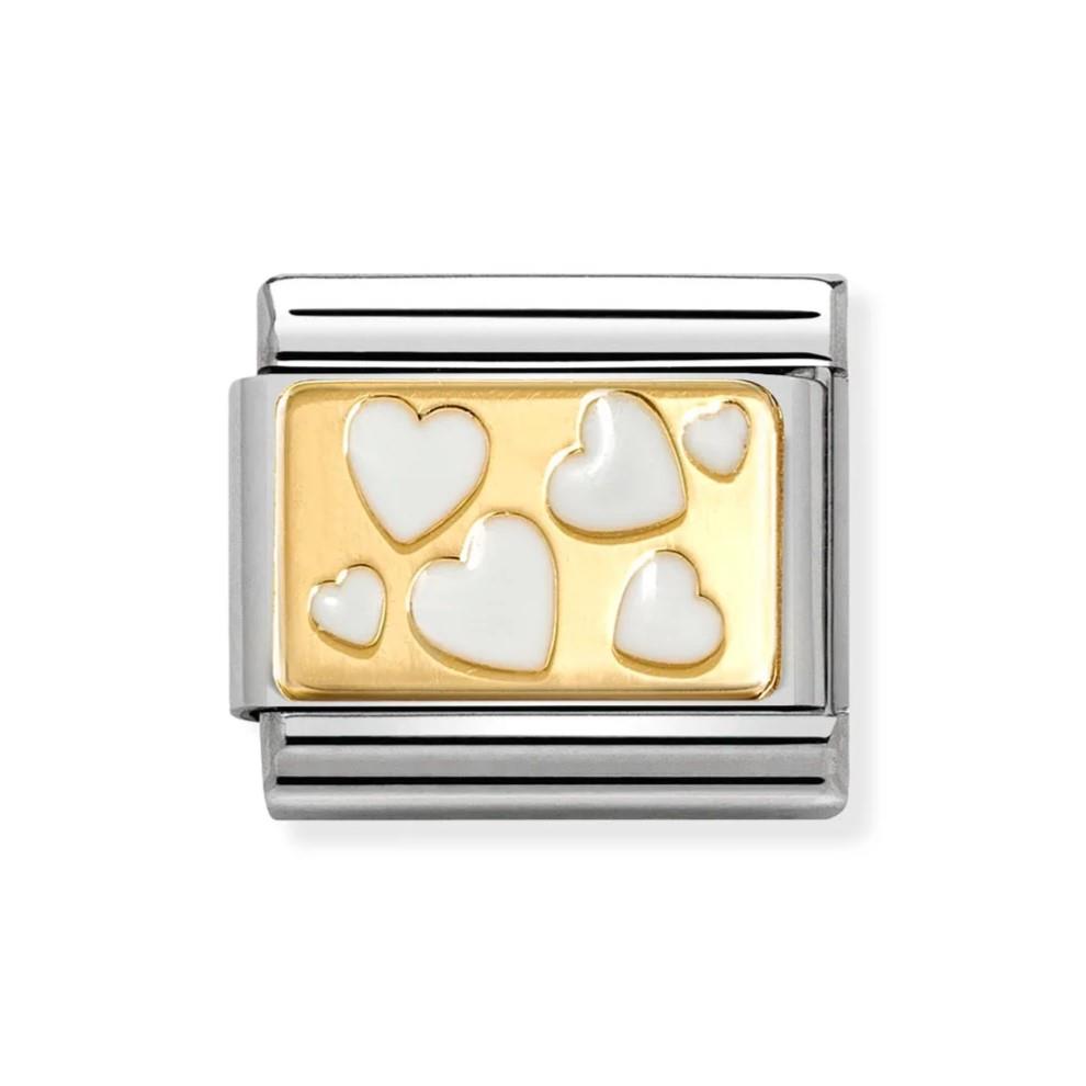 Composable Classic White Random Heart In 18K Gold Charm