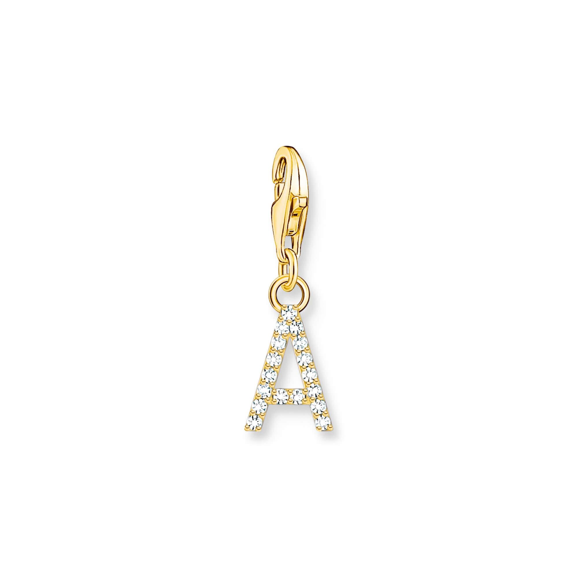 Gold Plated Sparkling letter A Charm Pendant