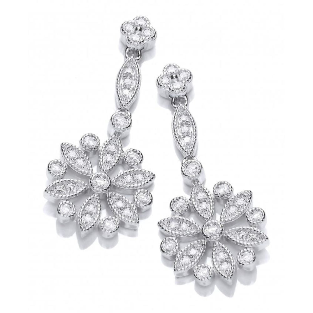 CZ Ornate Drop Earrings