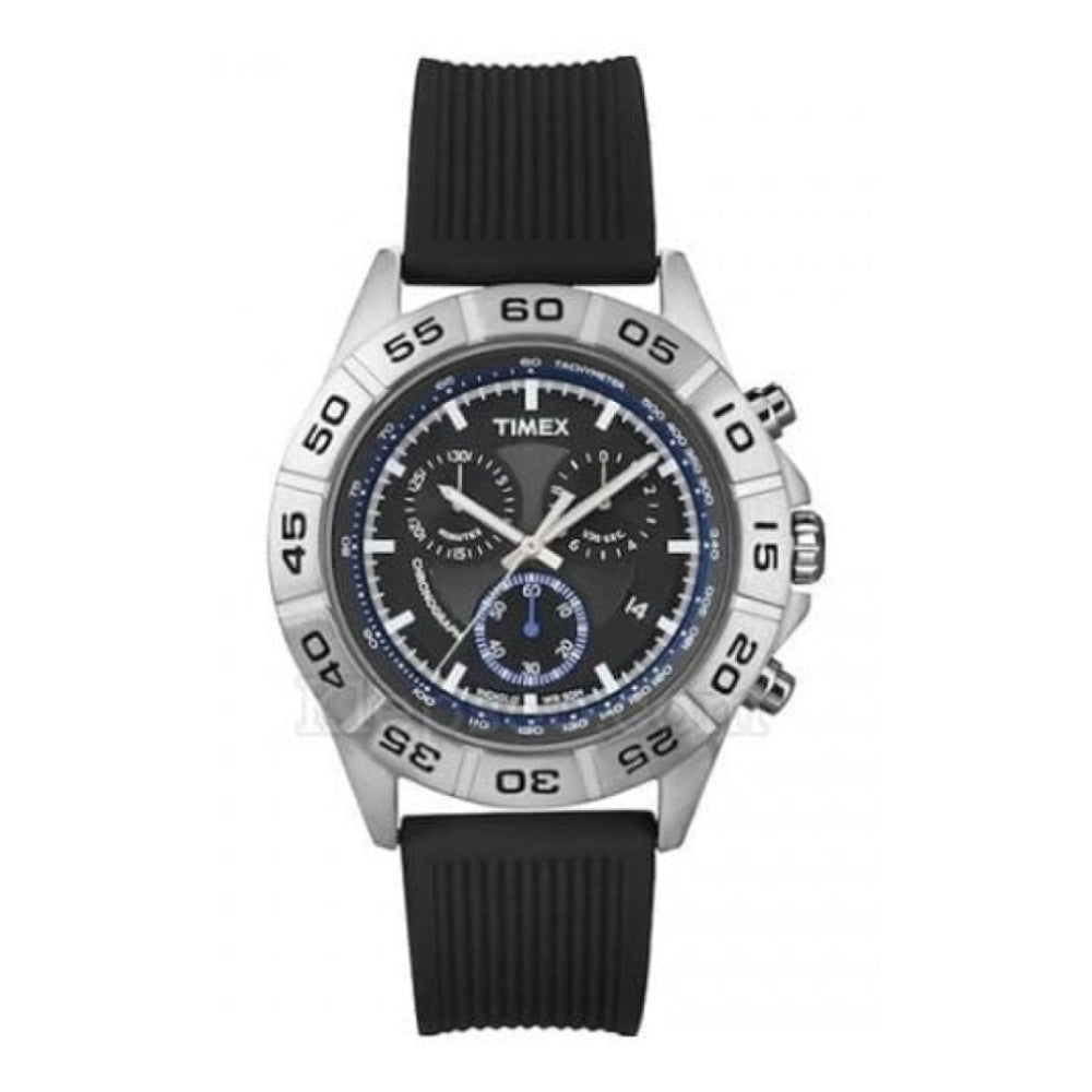 Gents Sport Black Rubber Chronograph Strap Watch