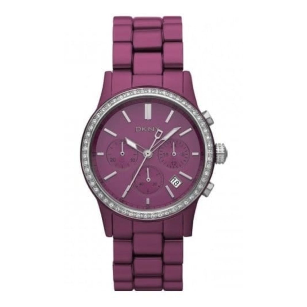 Ladies Pink Aluminium Plated Stainless Steel Chronograph Watch
