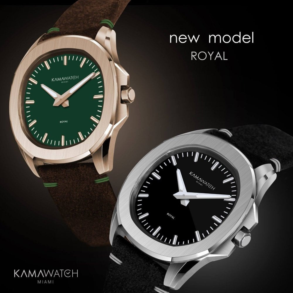 Royal Black Dial & Green Camouflage Strap Leather Strap Wristwatch