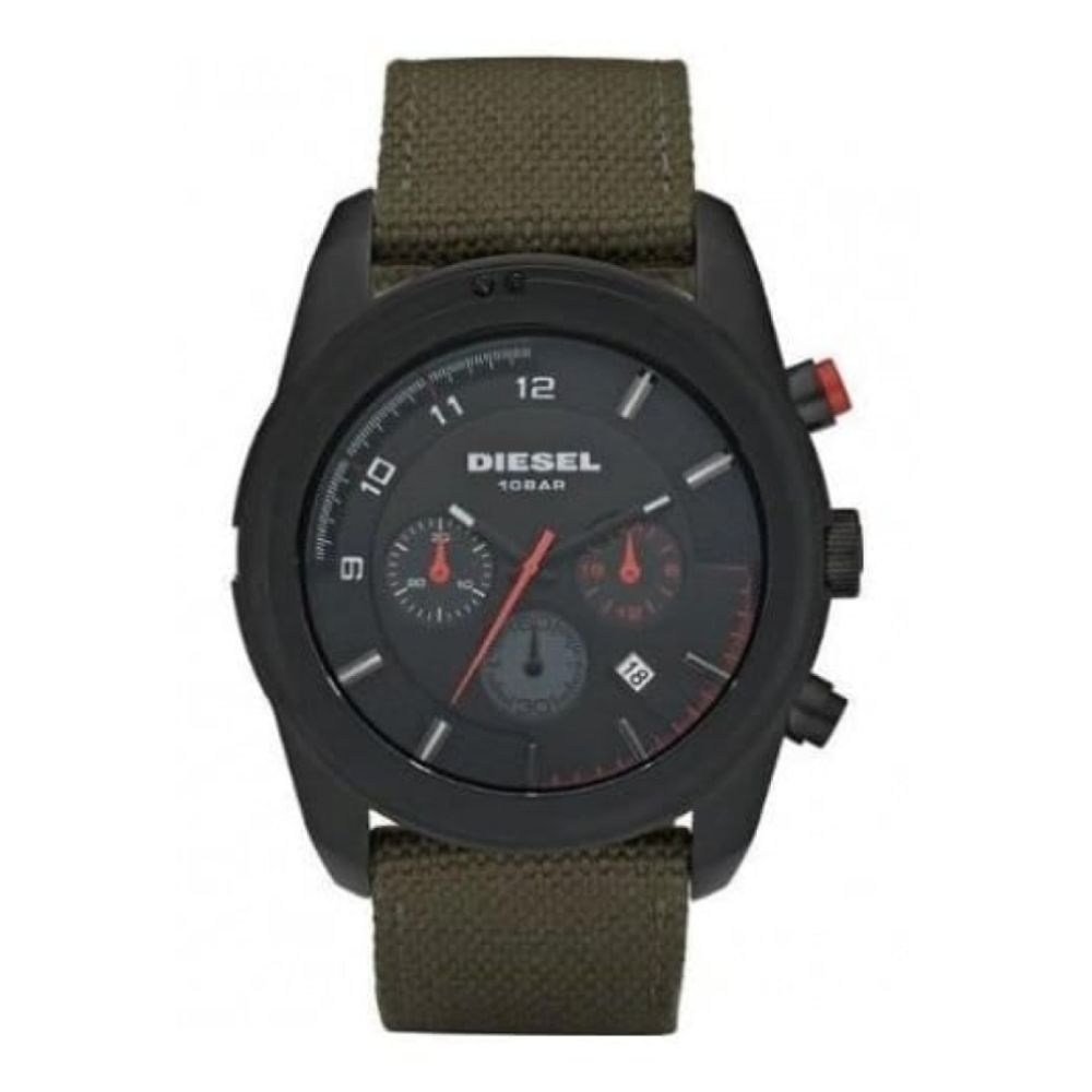 Gents Green Fabric Chronograph Strap Watch