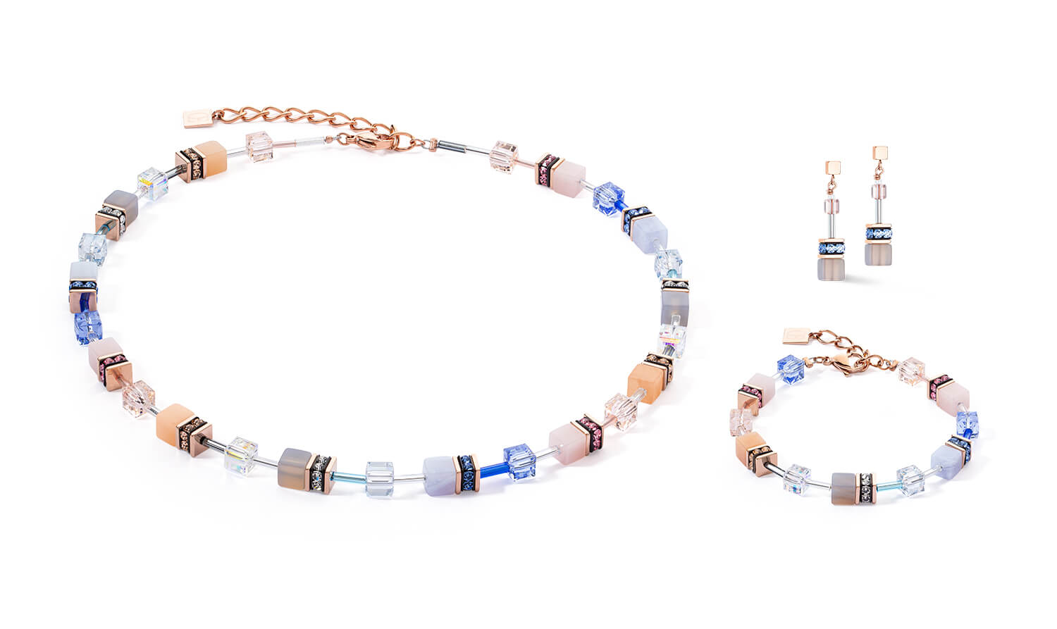 GeoCUBE Iconic Precious Earrings With Stickpin In Light Blue-Beige