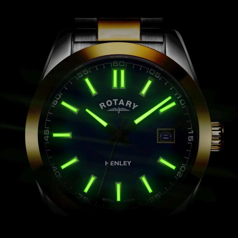 Henley Quartz Sapphire Blue Dial Two-Tone Watch