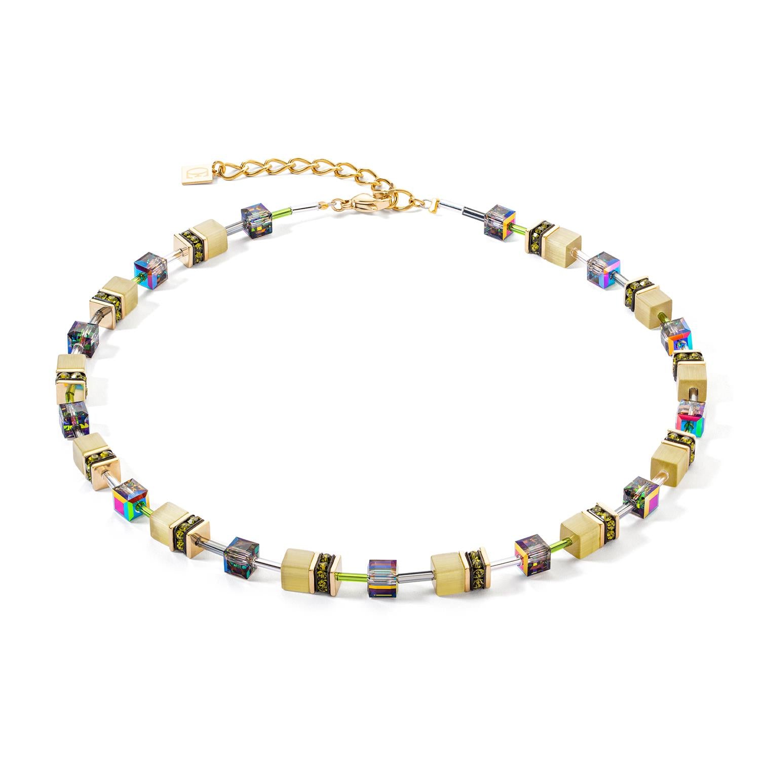 GeoCUBE Iconic Mono Gold Plated Olive Necklace