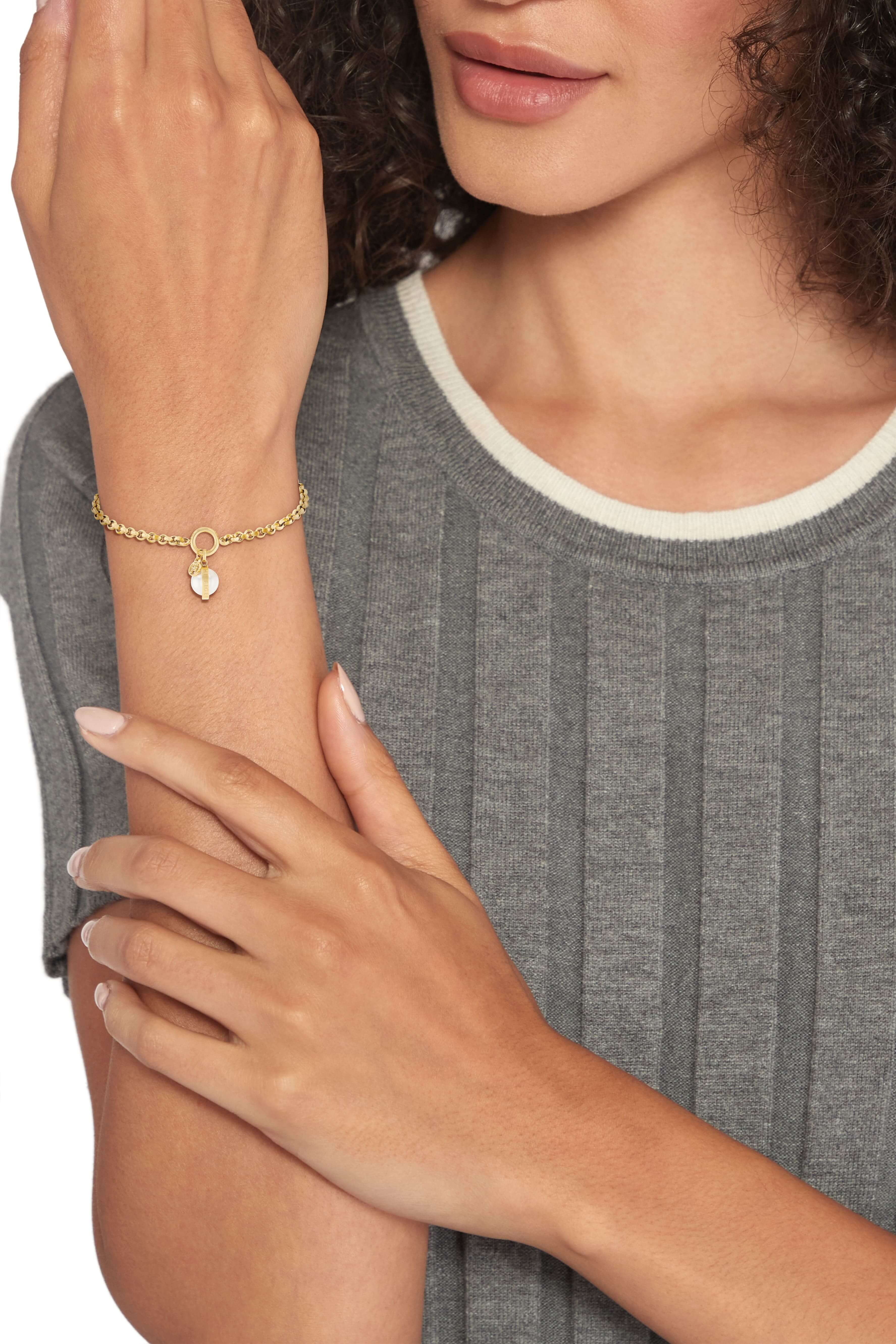 Gold Plated Orb Pearl Charm Bracelet