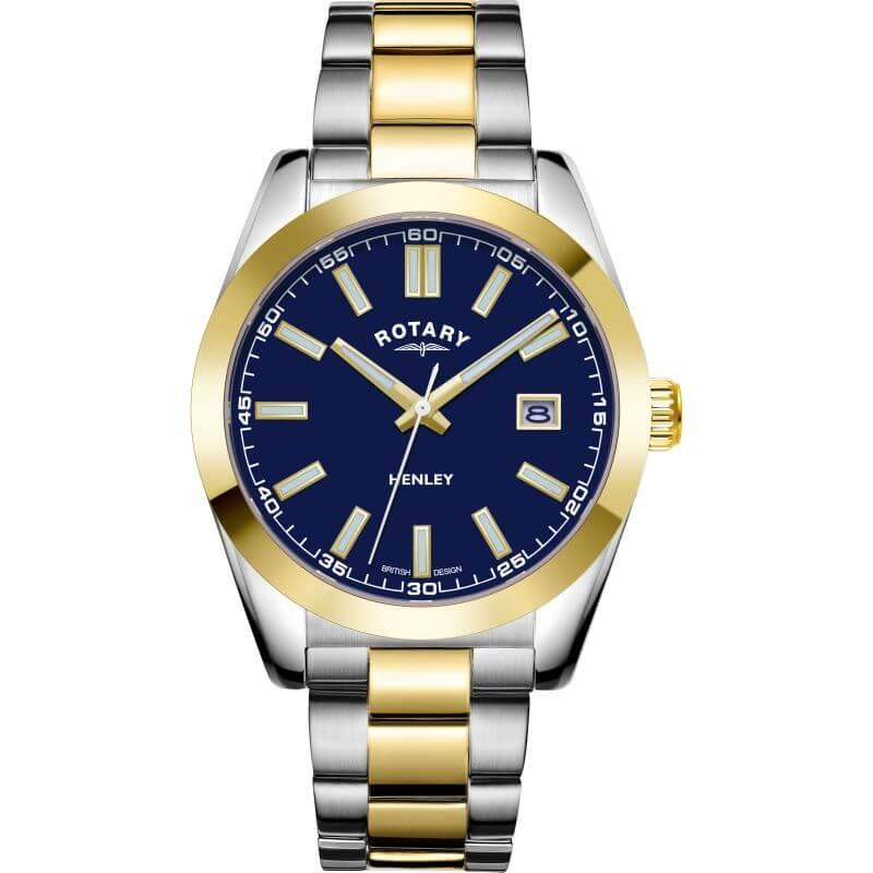 Henley Quartz Sapphire Blue Dial Two-Tone Watch