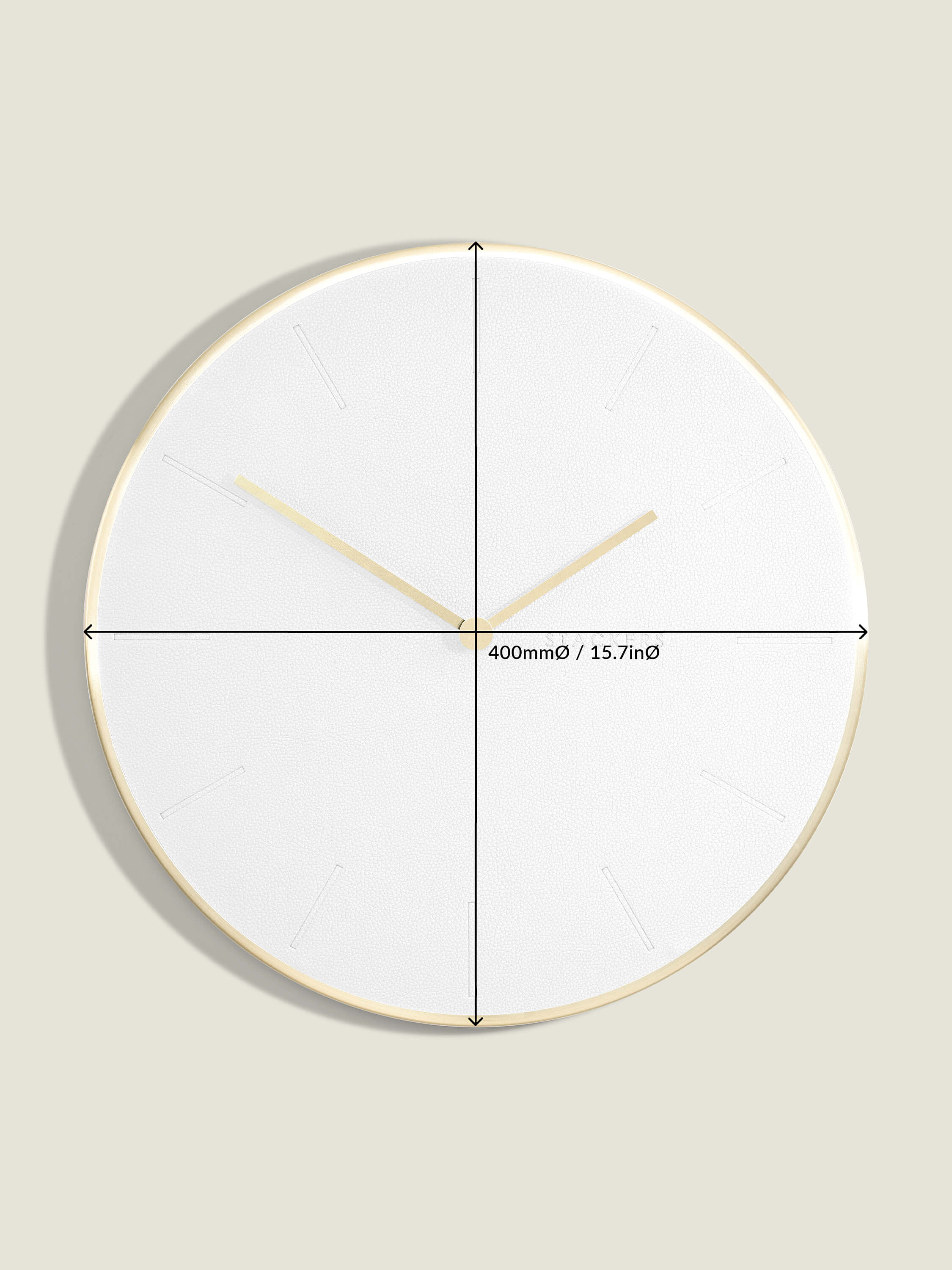 Brushed Gold & White PU Clock
