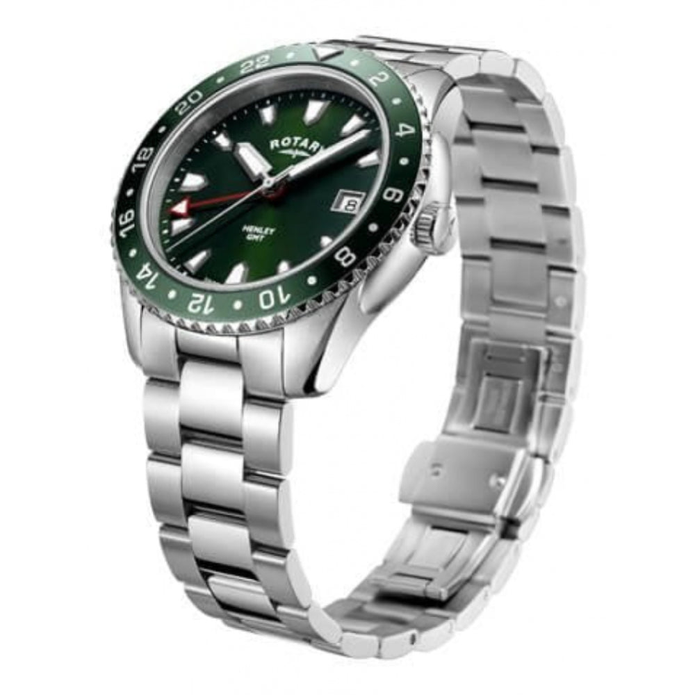 Stainless Steel Case Green Dial & Bracelet Strap Gents Henley Watch