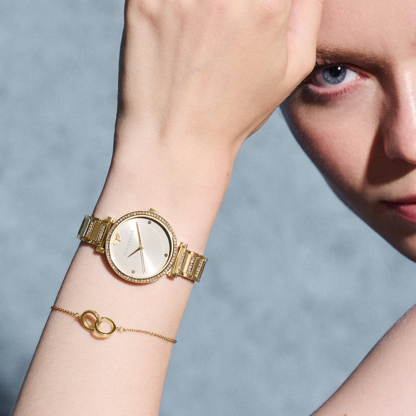 Belgrave Tbar Nude & Gold Bracelet Watch