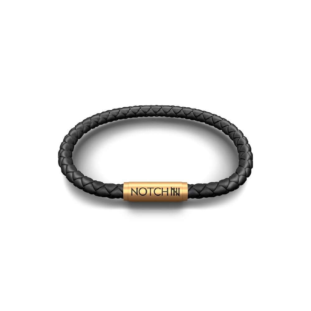 Premium Black Leather Bracelet With Brass Clasp