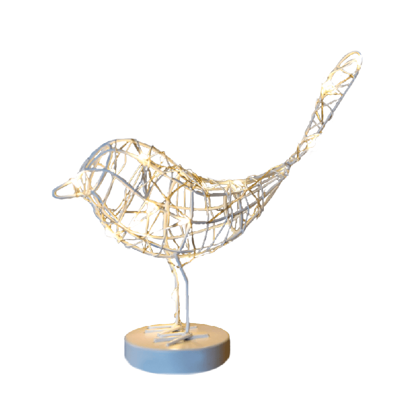 Table Top LED Robin - 20 LED Battery Operated - White