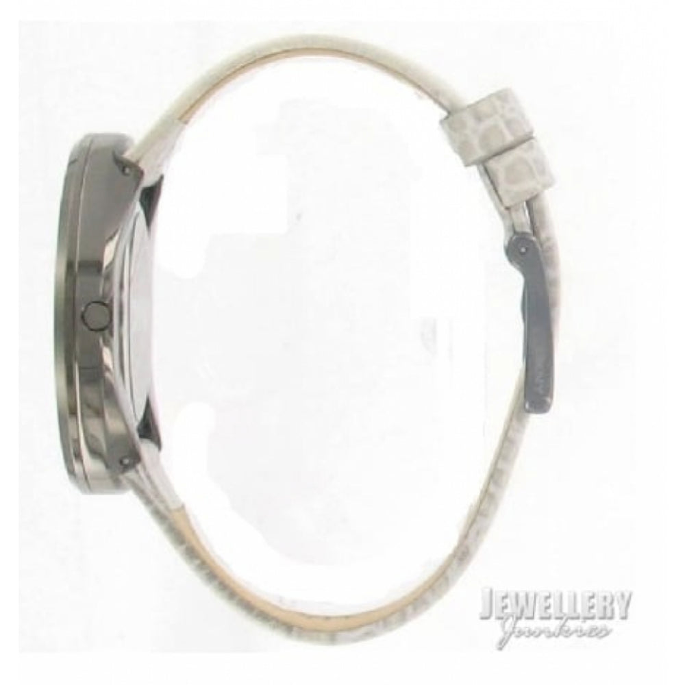 Gunmetal Brushed Grey Dial & Beige Leather Strap Watch
