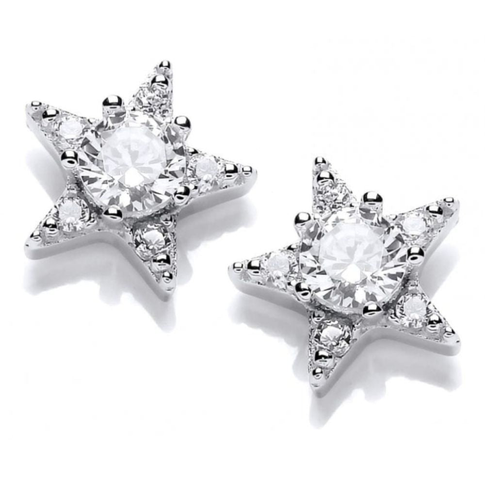 Silver & CZ Mini Shooting Star Earrings