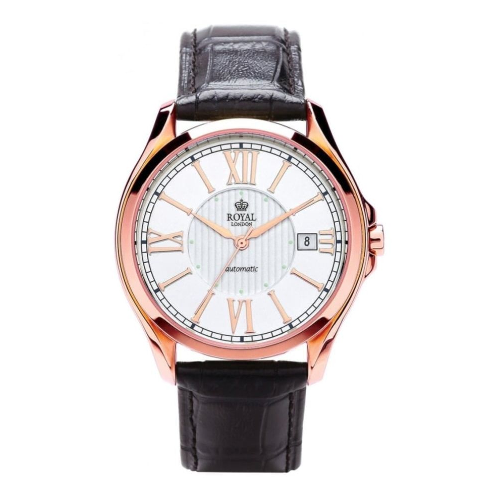 Mens Mechanical Watch with Date Display Rose Gold