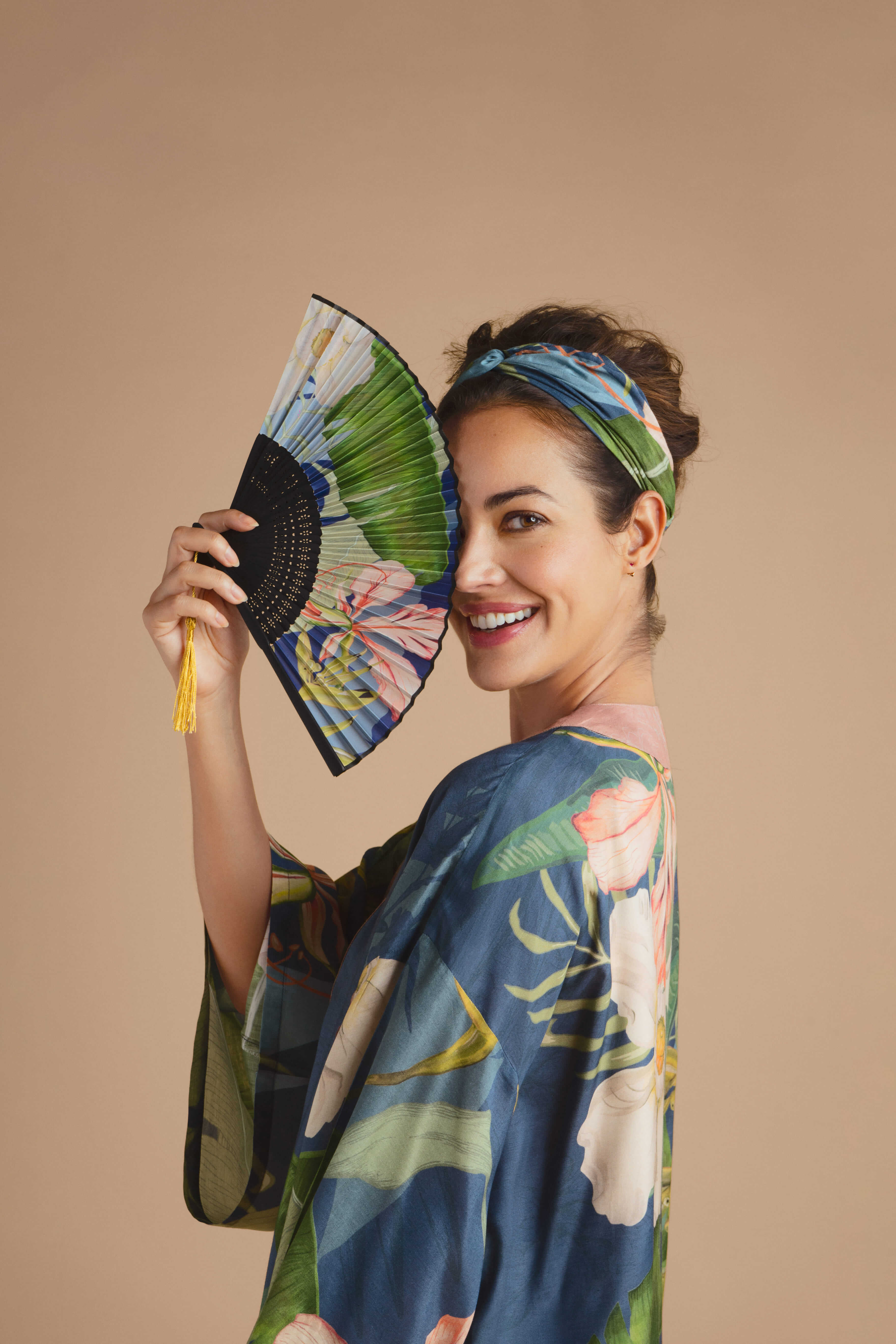 Delicate Tropics Elasticated Headband - Indigo
