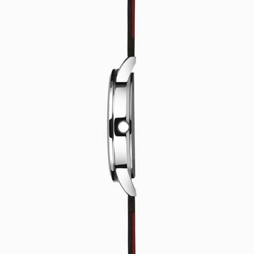 Silver Case with White Dial & Black Leather Strap Men's Nordic Watch
