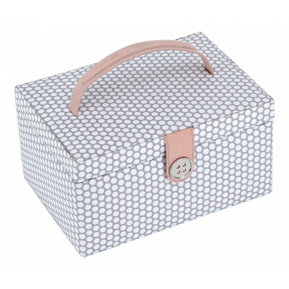 Medium Mink & White Sewing Box - Vintage