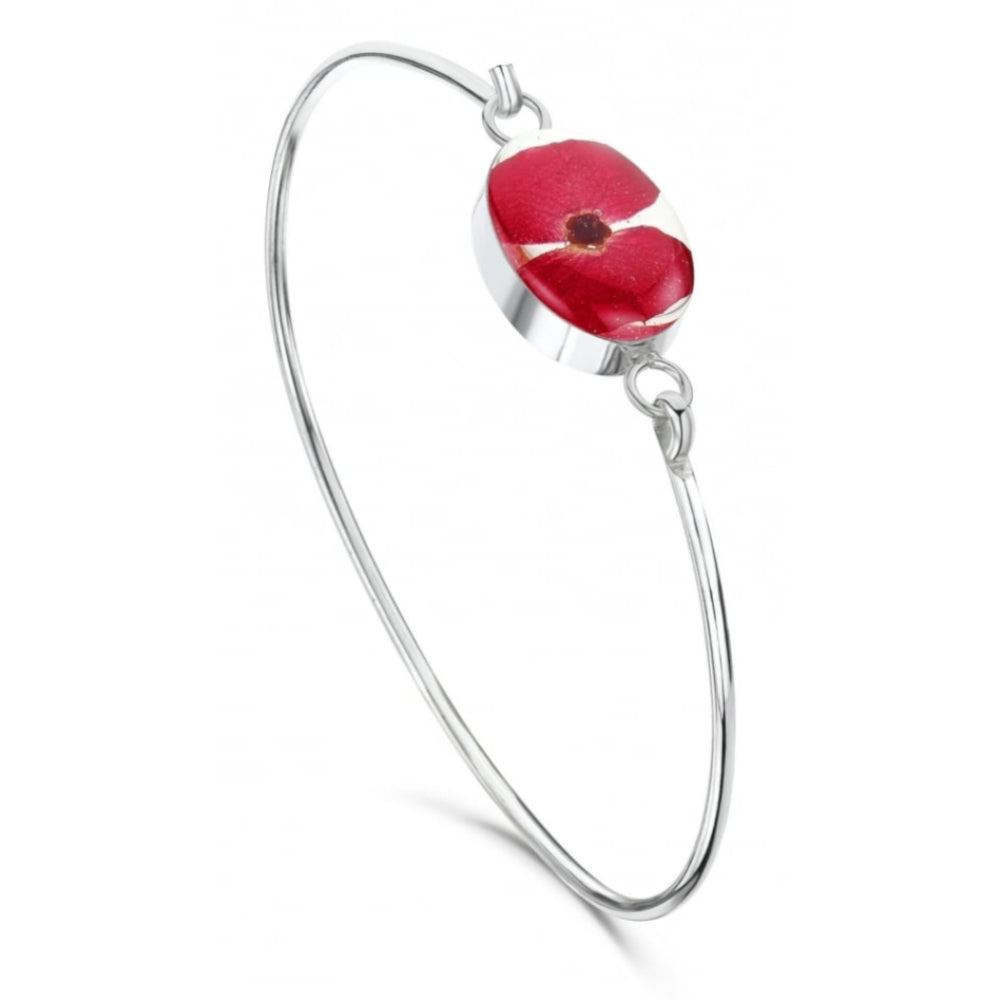 Silver Bangle - Poppy - Oval
