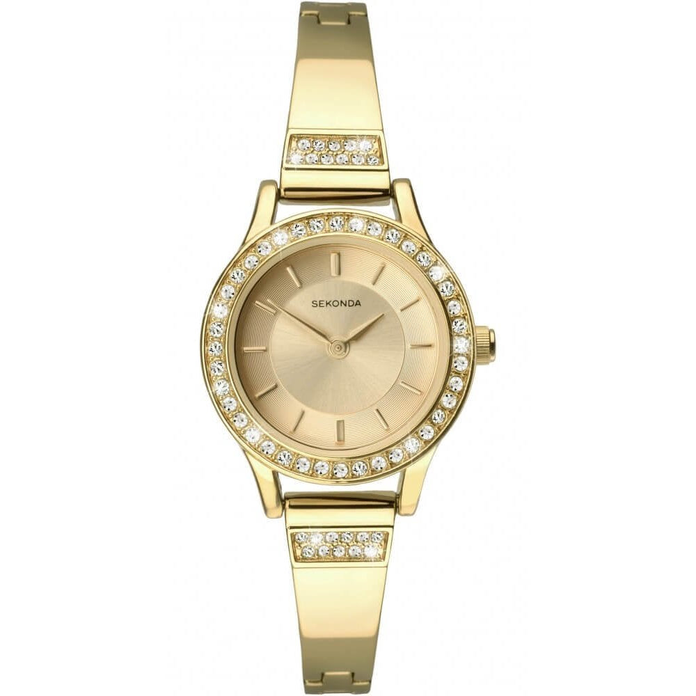 Ladies Gold Crystalised Watch