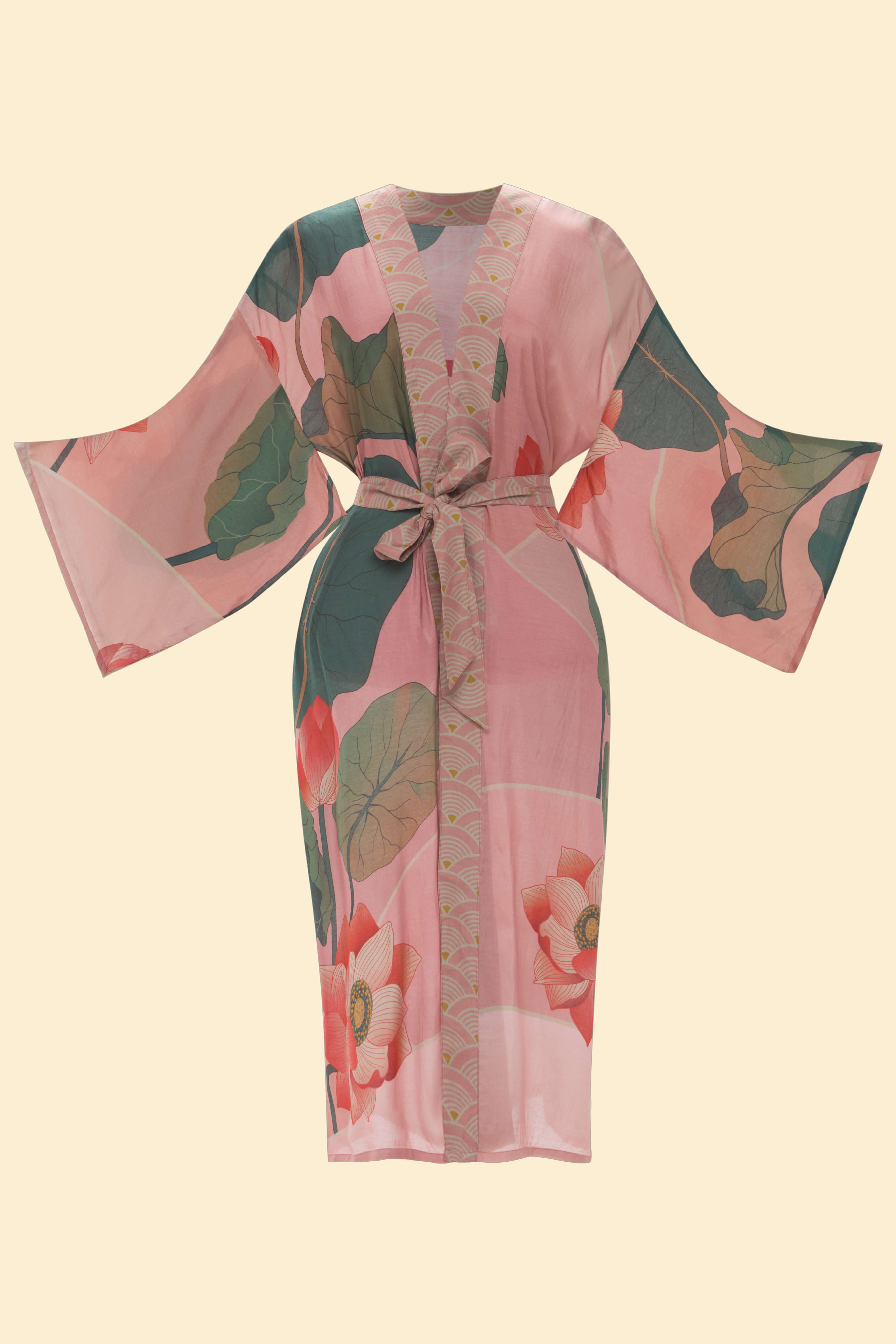 Crane at Sunrise Kimono Gown - Petal