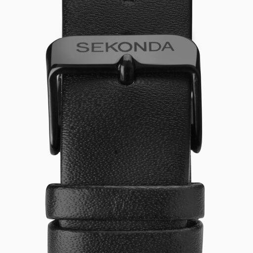 Black Case with Black Dial & Leather Strap Men's Nordic Watch
